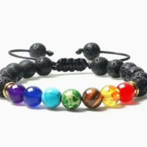 Bracelet Reiji pierres 7 chakras et pierres de lave