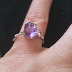 Bague ajustable en améthyste naturelle