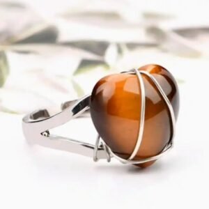 Bague cœur en pierre œil de tigre