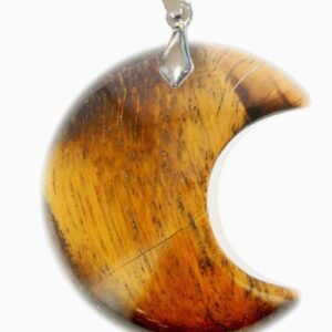 Pendentif lune en howlite oeil de tigre ou améthyste