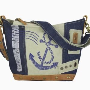 Sac à bandoulière pour femme en toile motif ancre maritime