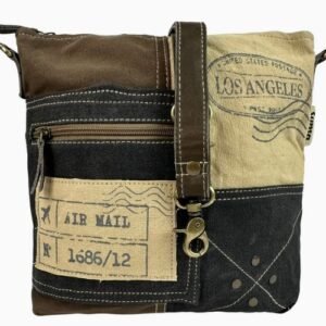 Sac bandoulière en toile effet vintage