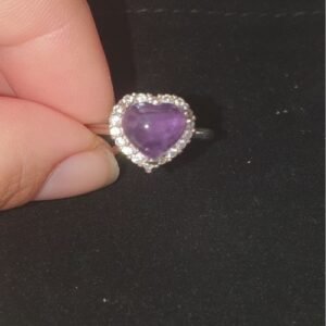 Bague argent cœur violet fluoré