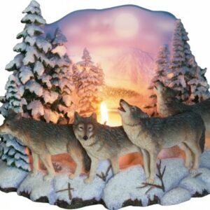 Bougeoir 4 loups décoration sapin et neige