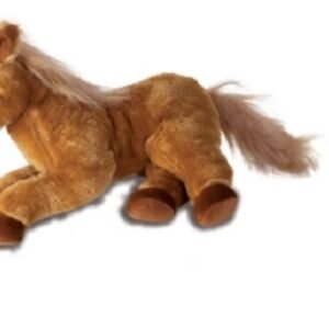 Peluche cheval caramel allongé