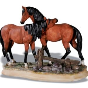 Statue de couple chevaux en résine