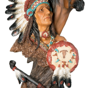 Statue amérindienne bouclier avec cheval