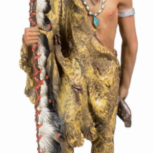 Statuette Amérindien debout avec coiffe tête de loup