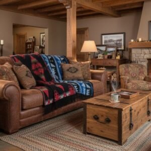 Plaid en laine mélangée – Jeté chaud et coloré style ethnique amérindien