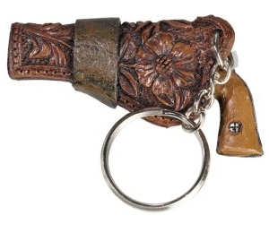 Porte-clés pistolet western et étui